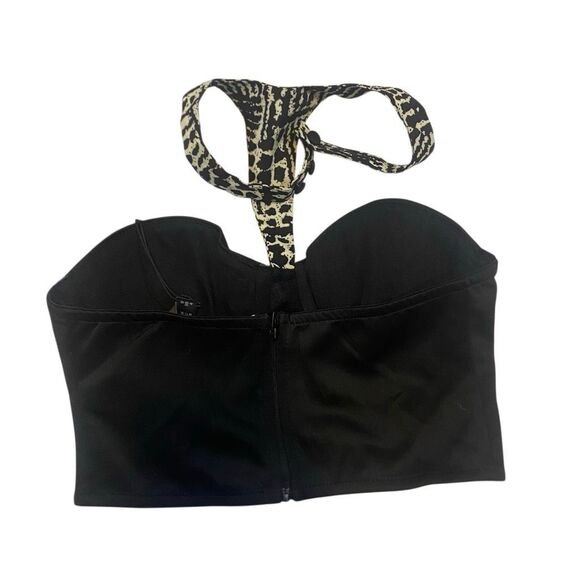 Asos NWT halter corset like bra top black white  size 4 - Picture 2 of 4